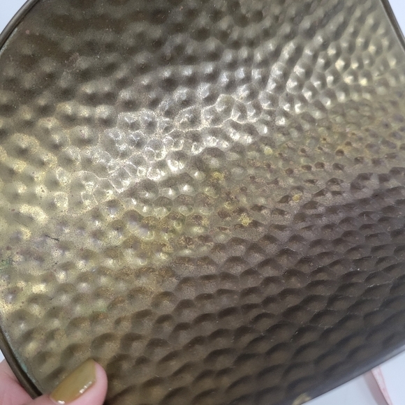 F.T.D.A. European Vintage Mini Hammered Gold Brass Decor Handle Basket Rustic - Picture 10 of 16